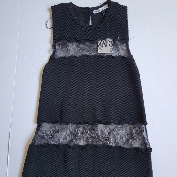 Zara Knit Lace Black Dress. - Picture 6 of 9
